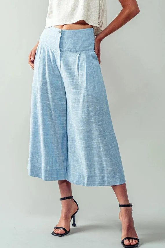 The Marta Blue Linen Cropped Pants sold by Thread & Seed product image thumbnail 4
