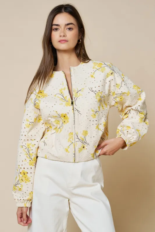 The Felicity Floral Eyelet Jacket made by Thread & Seed