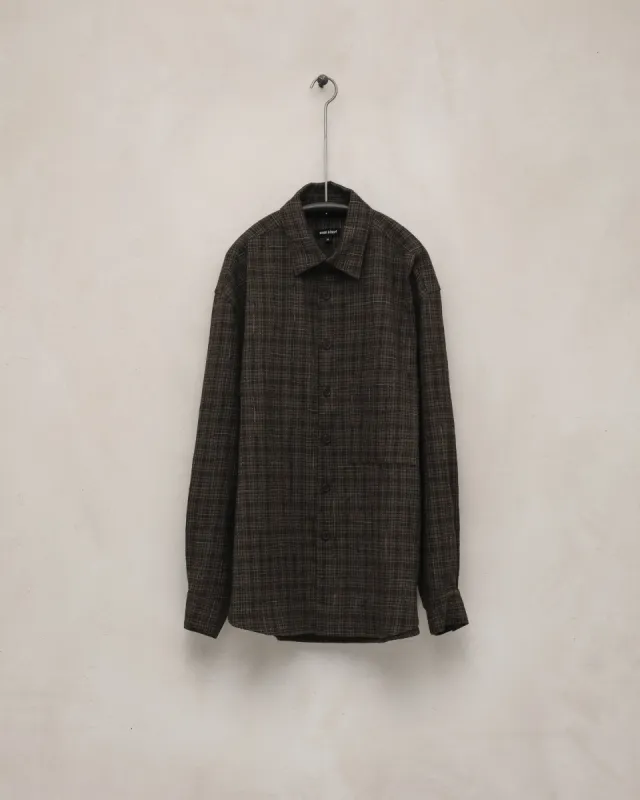 Big Shirt Two - Kasuri Wool Check, Brown/Beige/Navy sold by Evan Kinori Mens