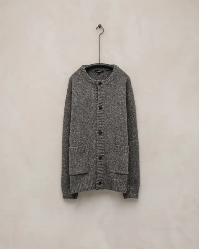 Crewneck Cardigan - Wool Tweed, Heather Grey made by Evan Kinori