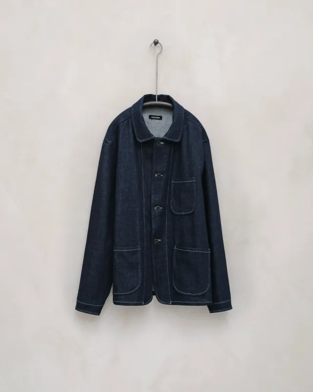 Three Pocket Jacket - Organic Cotton Denim, Indigo sold by Evan Kinori Mens