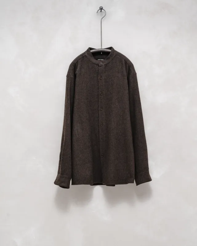 Band Collar Shirt - Brushed Cashmere/Cotton sold by Evan Kinori Mens