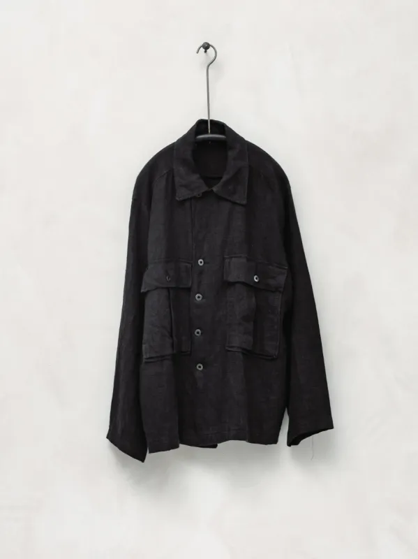 Bellow Pocket Jacket - Belgian Butcher Linen sold by Evan Kinori Mens