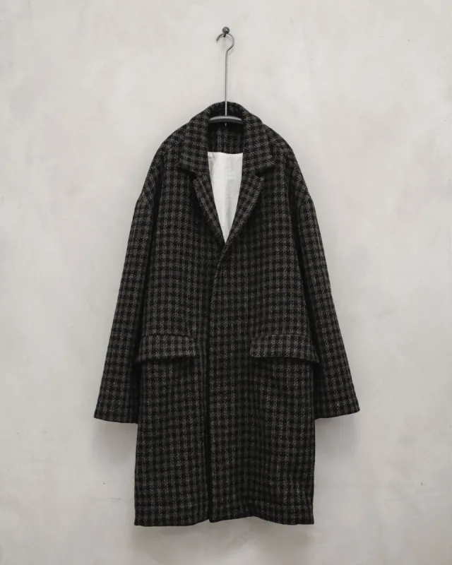 Big Coat - Heavy Brushed Wool Check, Olive/Black sold by Evan Kinori Mens