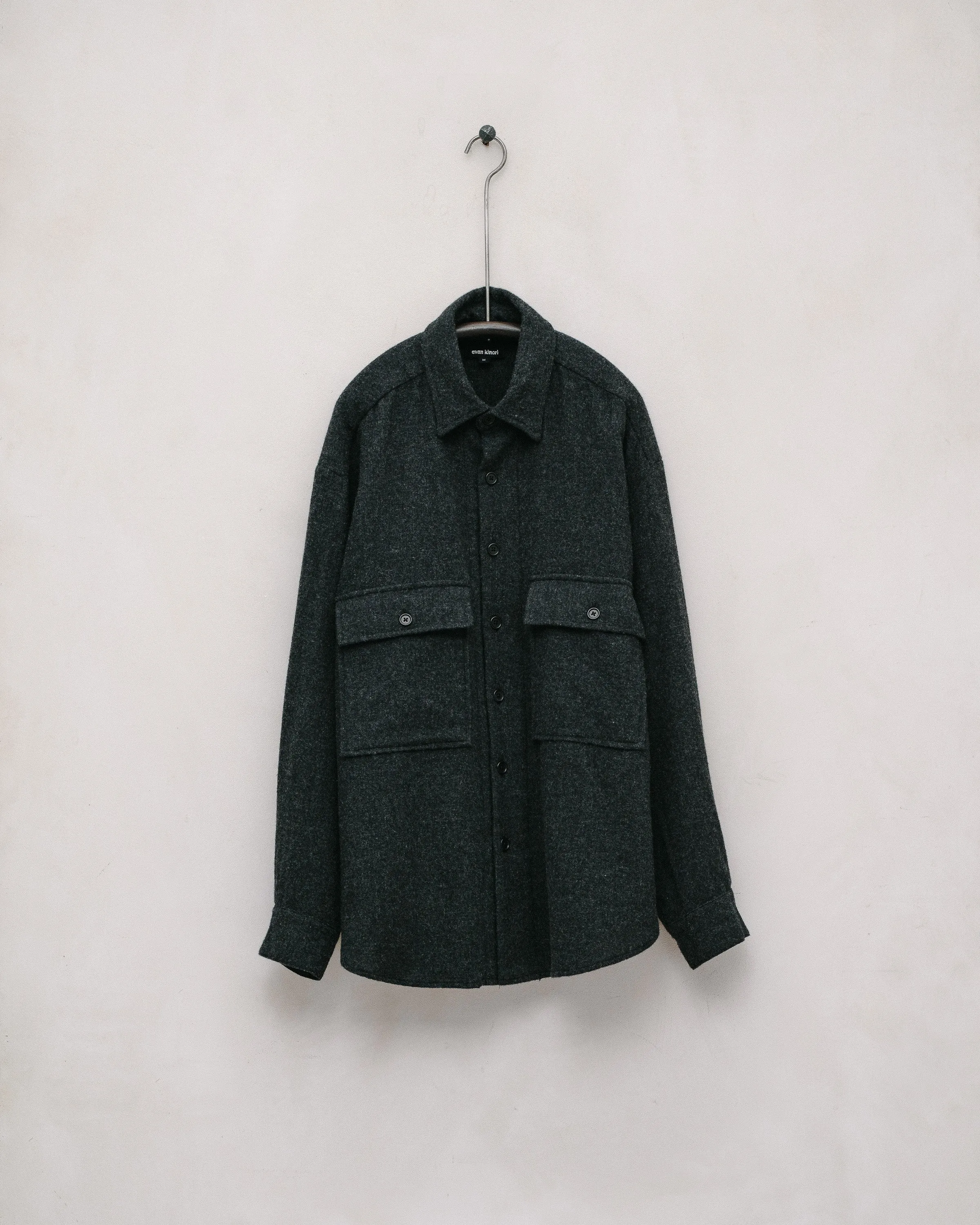 Big Shirt - Brushed Cashmere/Wool, Charcoal sold by Evan Kinori Mens