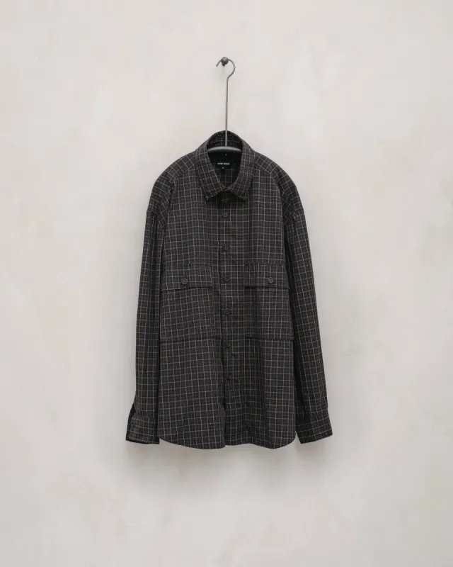 Big Shirt - Cotton Gridcloth, Navy/Grey sold by Evan Kinori Mens
