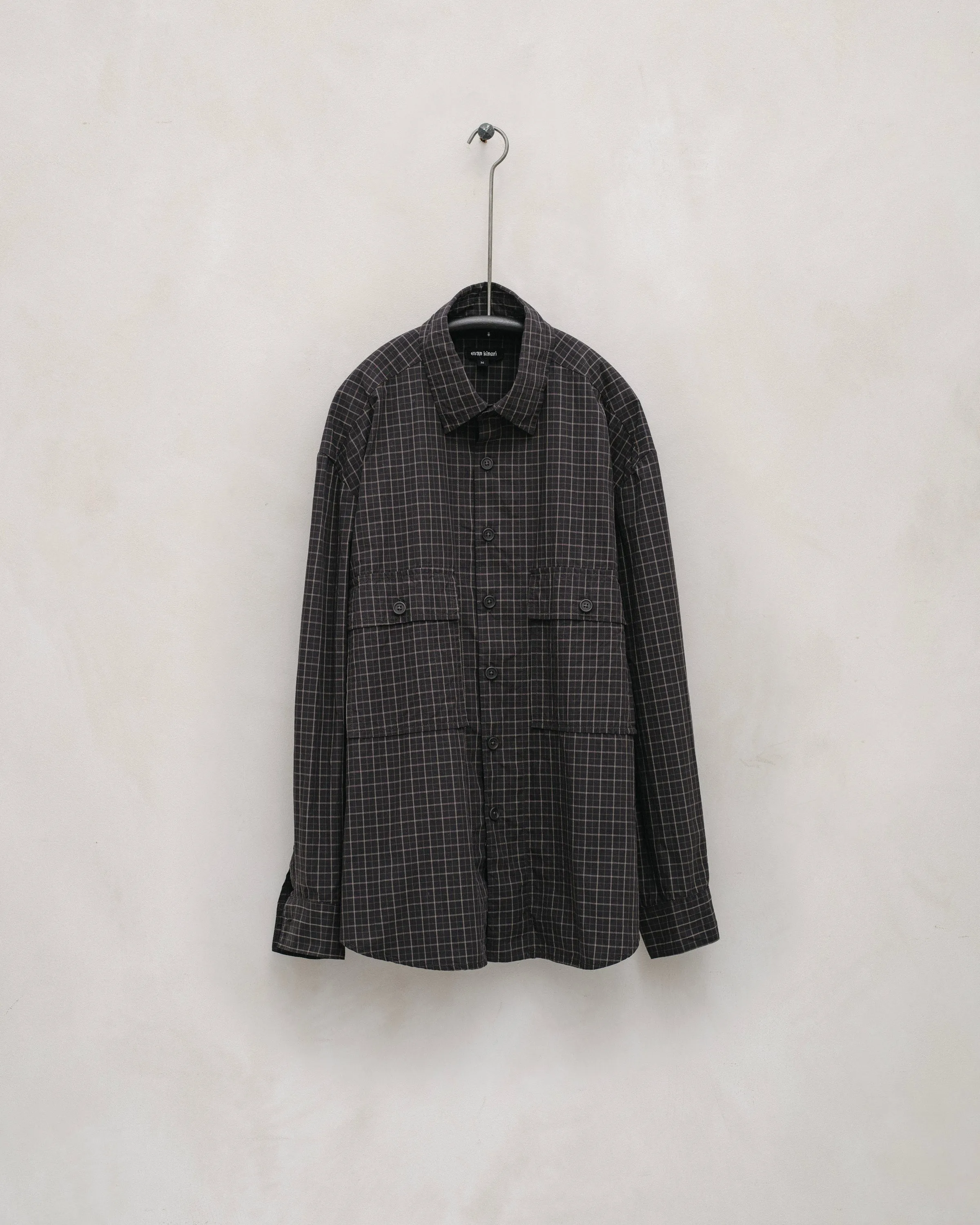 Big Shirt - Cotton Gridcloth, Navy/Grey sold by Evan Kinori Mens