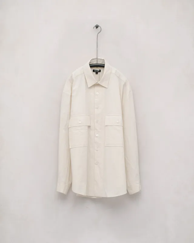 Big Shirt - Cotton/Wool Typewriter Cloth, Off-White sold by Evan Kinori Mens
