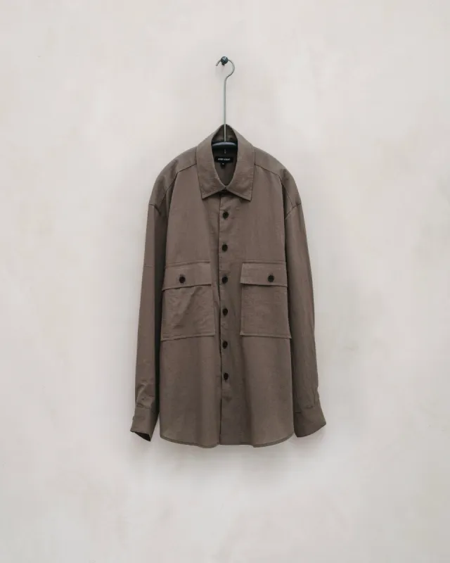 Big Shirt - Organic Cotton Batiste, Dark Beige sold by Evan Kinori Mens