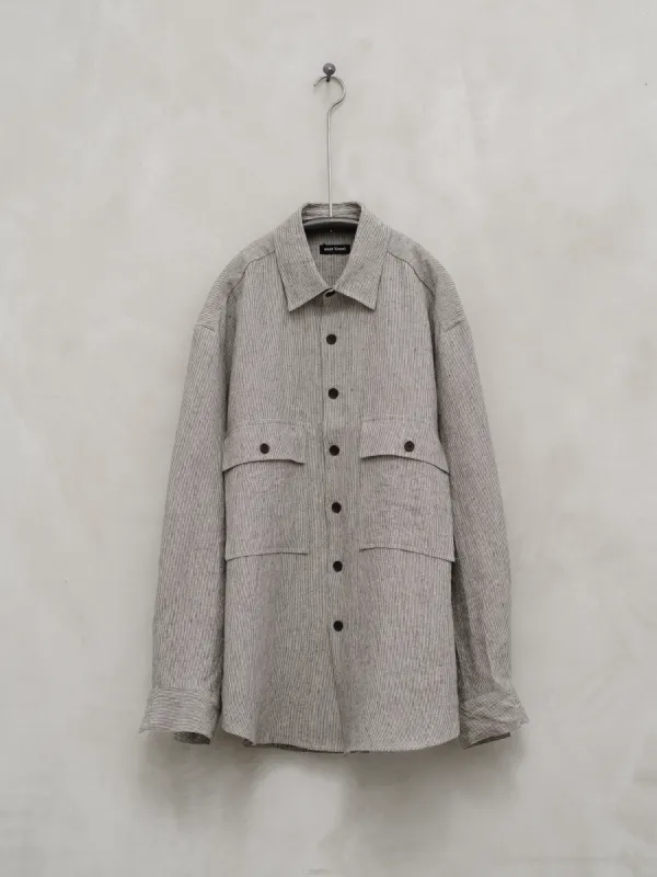Big Shirt - Tumbled Linen Stripe sold by Evan Kinori Mens