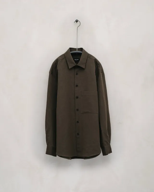 Big Shirt Two - Cotton/Linen Summercloth, Olive sold by Evan Kinori Mens
