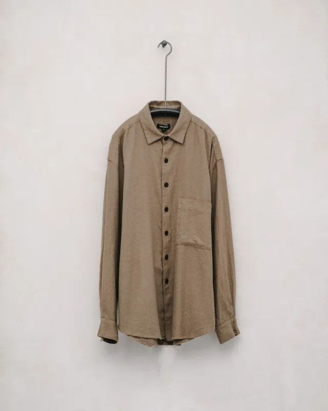 Big Shirt Two - Organic Cotton Brushed Twill, Iron Mordanted Coyote sold by Evan Kinori Mens
