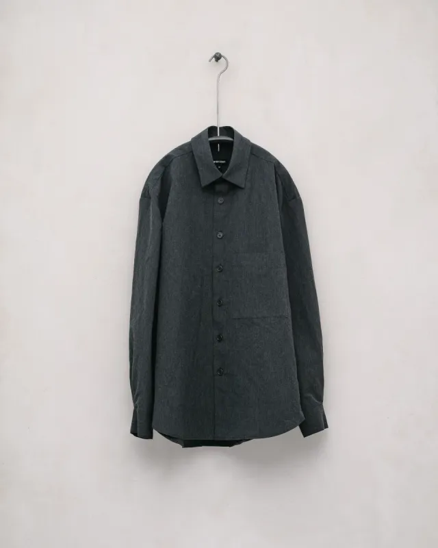 Big Shirt Two - Tonal Cotton/Linen Stripe, Charcoal sold by Evan Kinori Mens