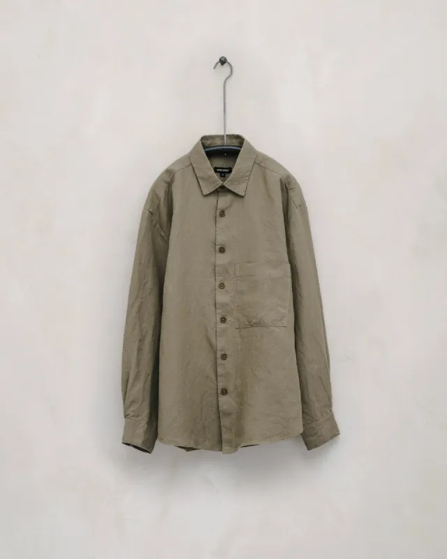 Big Shirt Two - Tumbled Linen, Dark Beige sold by Evan Kinori Mens