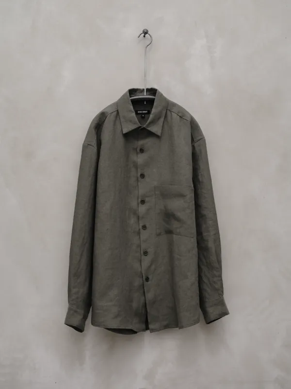 Big Shirt Two - Tumbled Linen, Olive sold by Evan Kinori Mens