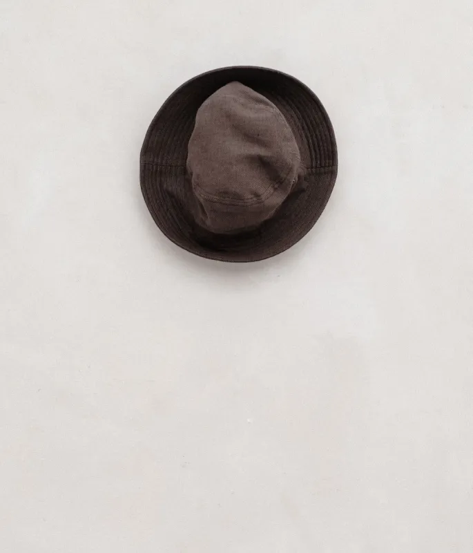 Bucket Hat - Yarn Dyed Cotton/Linen Twill, Brown sold by Evan Kinori Mens