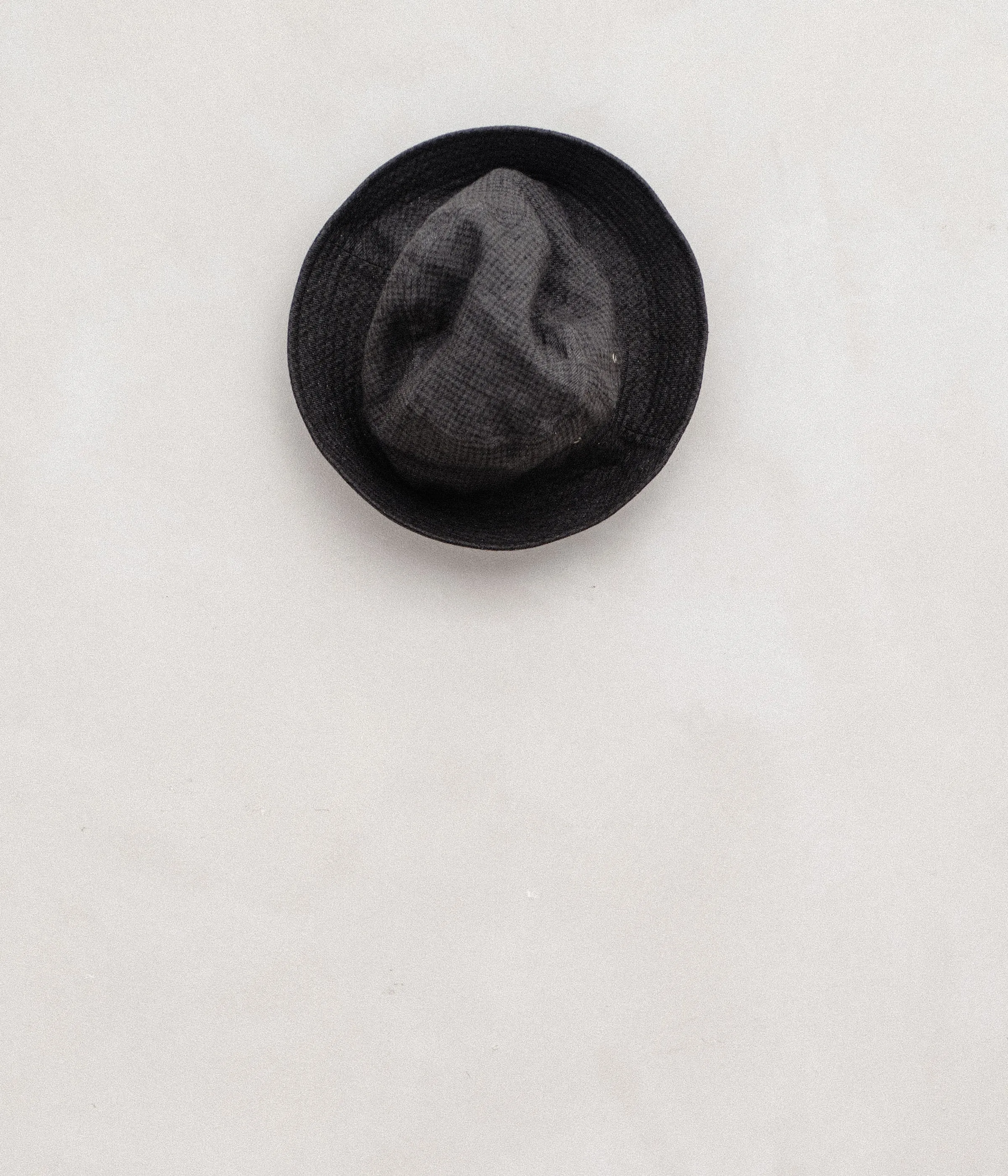 Bucket Hat - Yarn Dyed Linen Houndstooth, Navy/Grey sold by Evan Kinori
