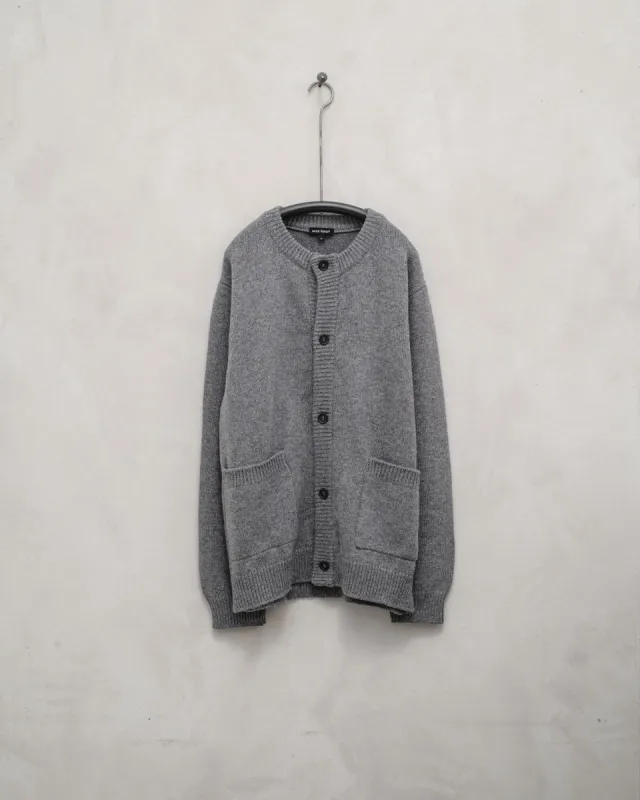 Crewneck Cardigan - Cashmere/Lambswool, Grey sold by Evan Kinori Mens