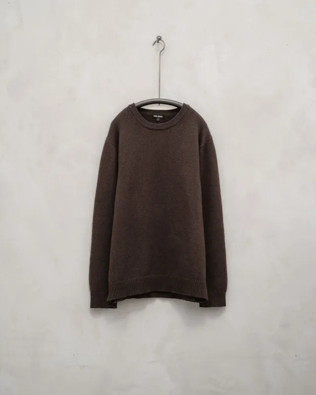 Crewneck Sweater - Cashmere/Lambswool, Dark Brown sold by Evan Kinori Mens