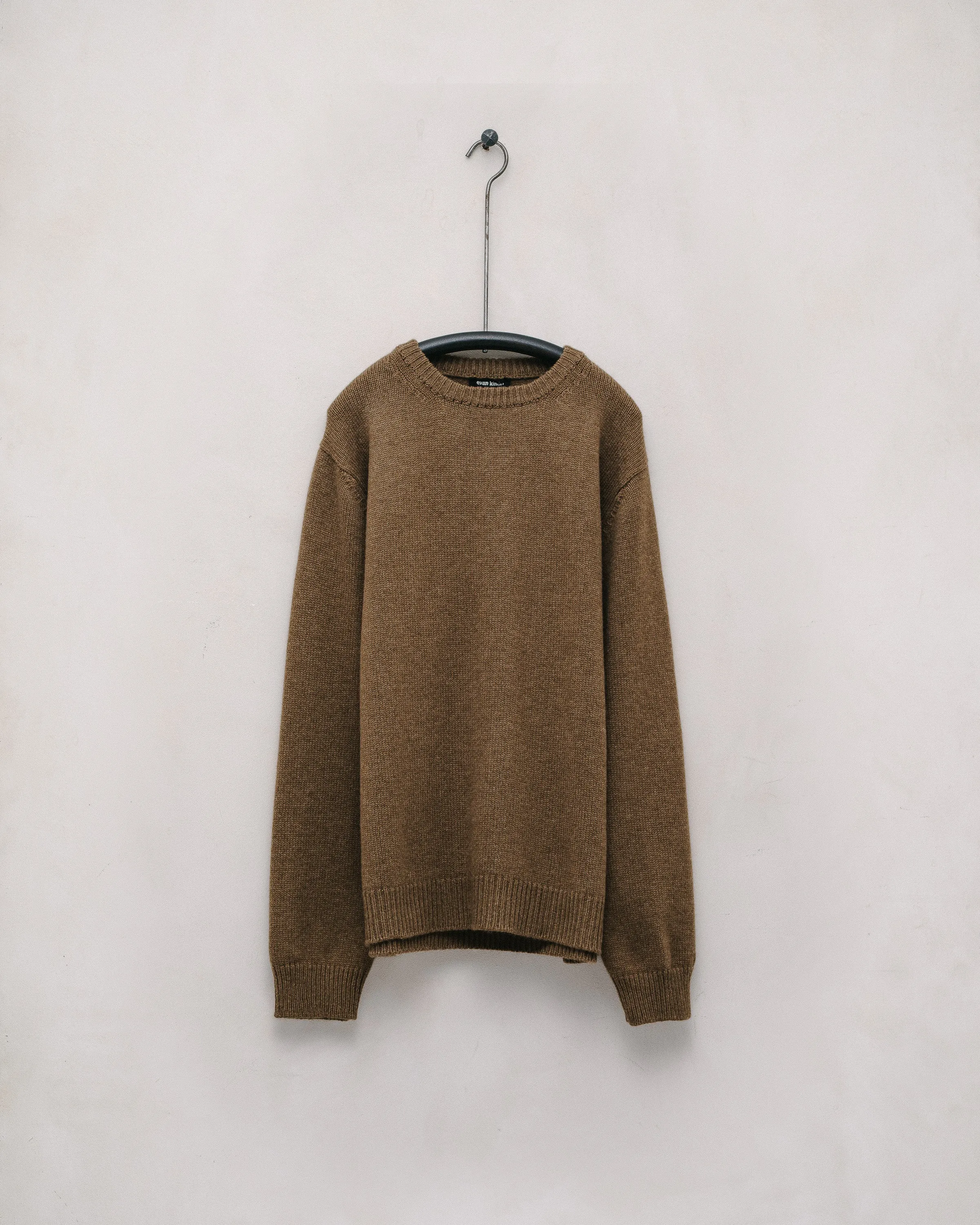 Crewneck Sweater - Cashmere/Lambswool, Dark Ochre sold by Evan Kinori Mens