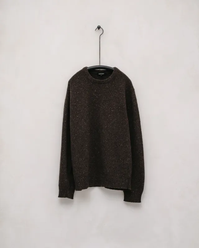 Crewneck Sweater - Cashmere/Wool Tweed, Brown Donegal sold by Evan Kinori Mens