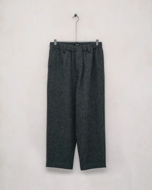 Elastic Pant - Brushed Wool/Cotton Houndstooth, Grey/Black sold by Evan Kinori Mens