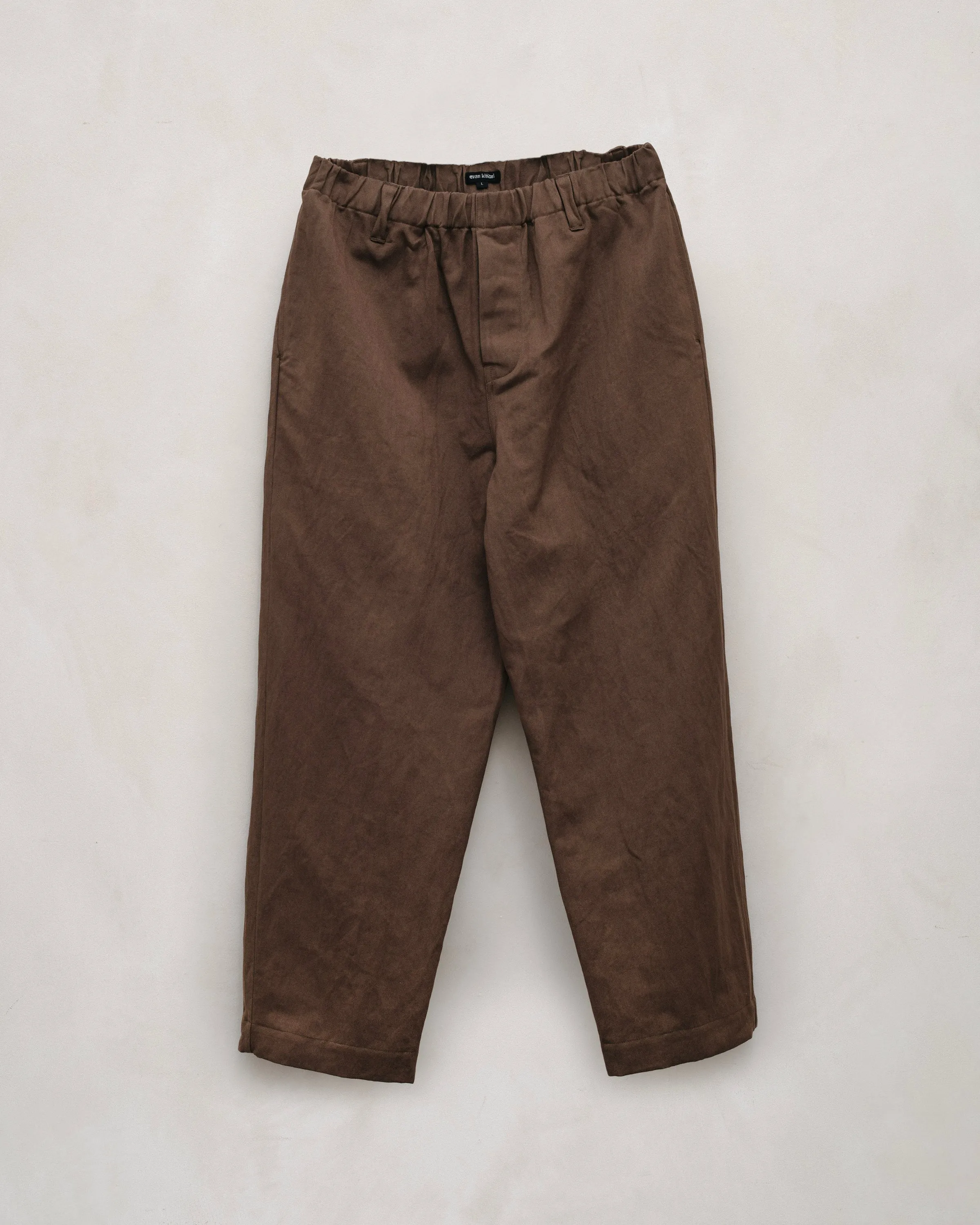 Elastic Pant - Logwood Washi/Cotton Twill, Natural Dye Brown sold by Evan Kinori Mens