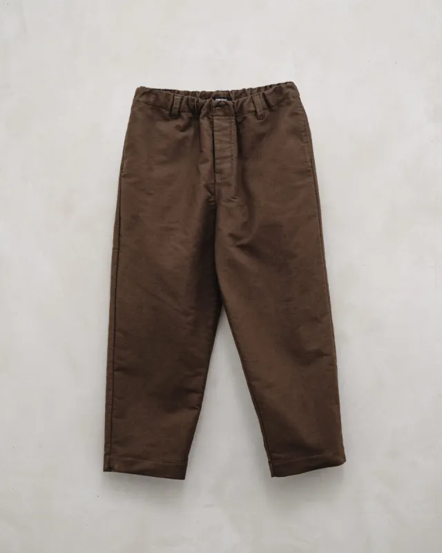 Elastic Pant - Organic Cotton Moleskin, Brown sold by Evan Kinori Mens
