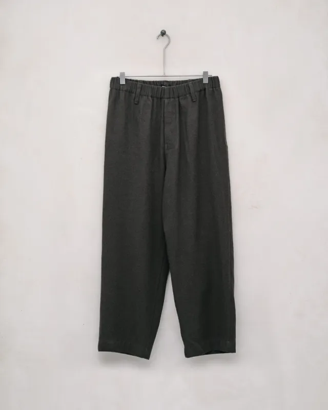 Elastic Pant - Silk/Wool/Linen Twill, Loden sold by Evan Kinori Mens