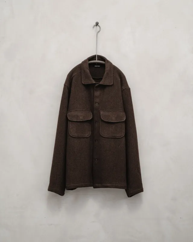 Field Shirt - Cashmere/Lambswool Herringbone, Rust/Dark Brown sold by Evan Kinori Mens
