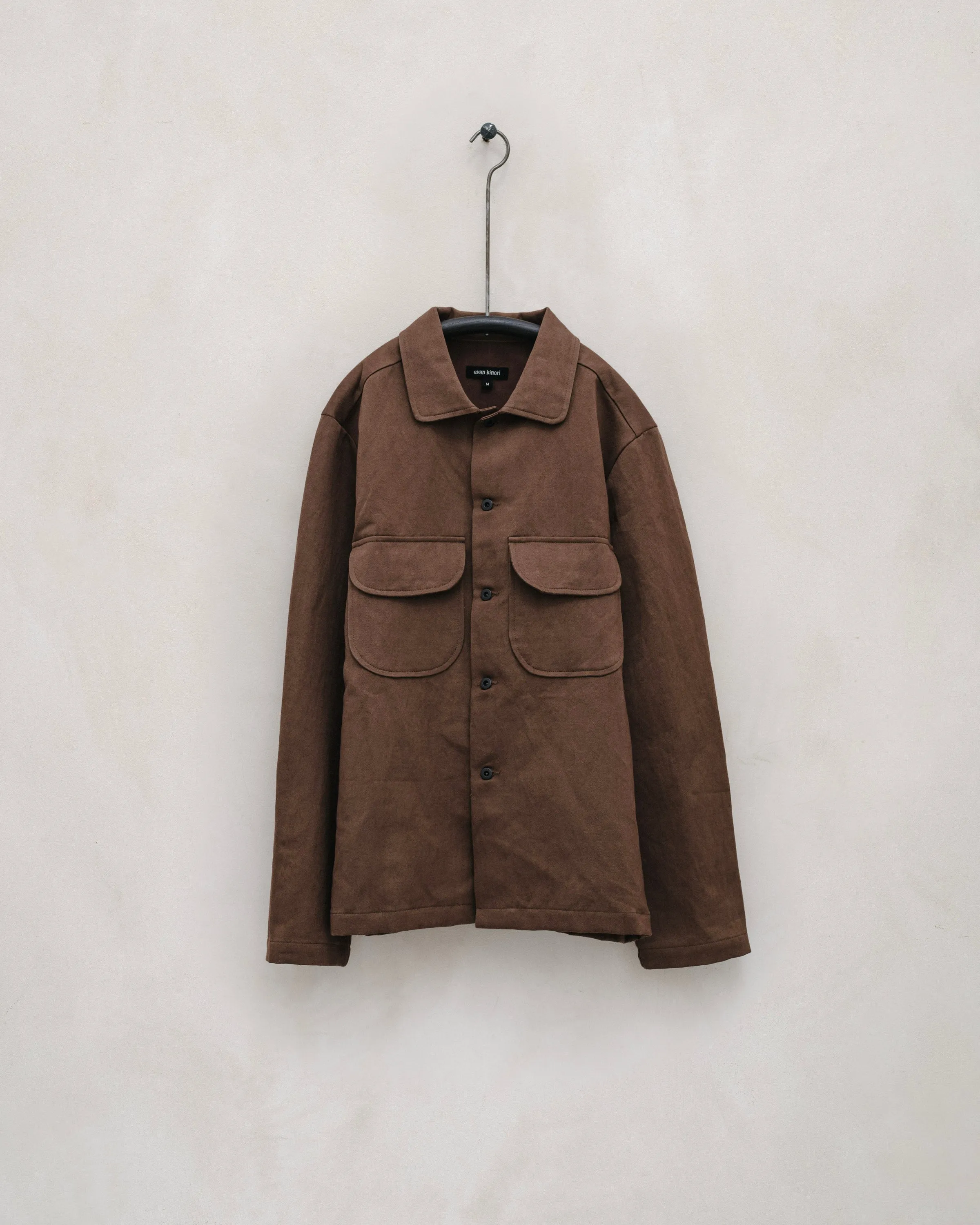 Field Shirt - Logwood Washi/Cotton Twill, Natural Dye Brown sold by Evan Kinori Mens