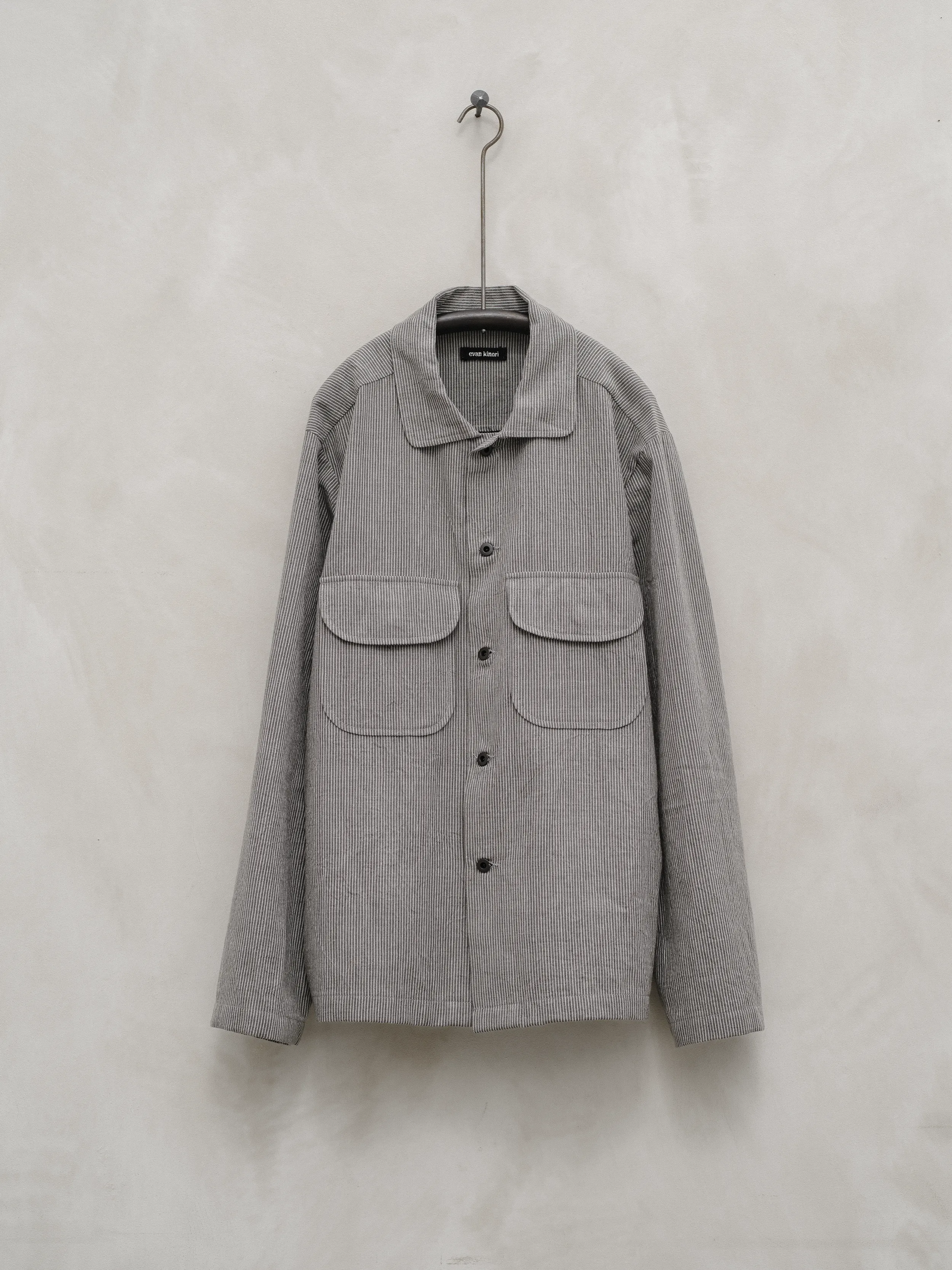 Field Shirt - Sumi Ink Striped Cotton sold by Evan Kinori Mens