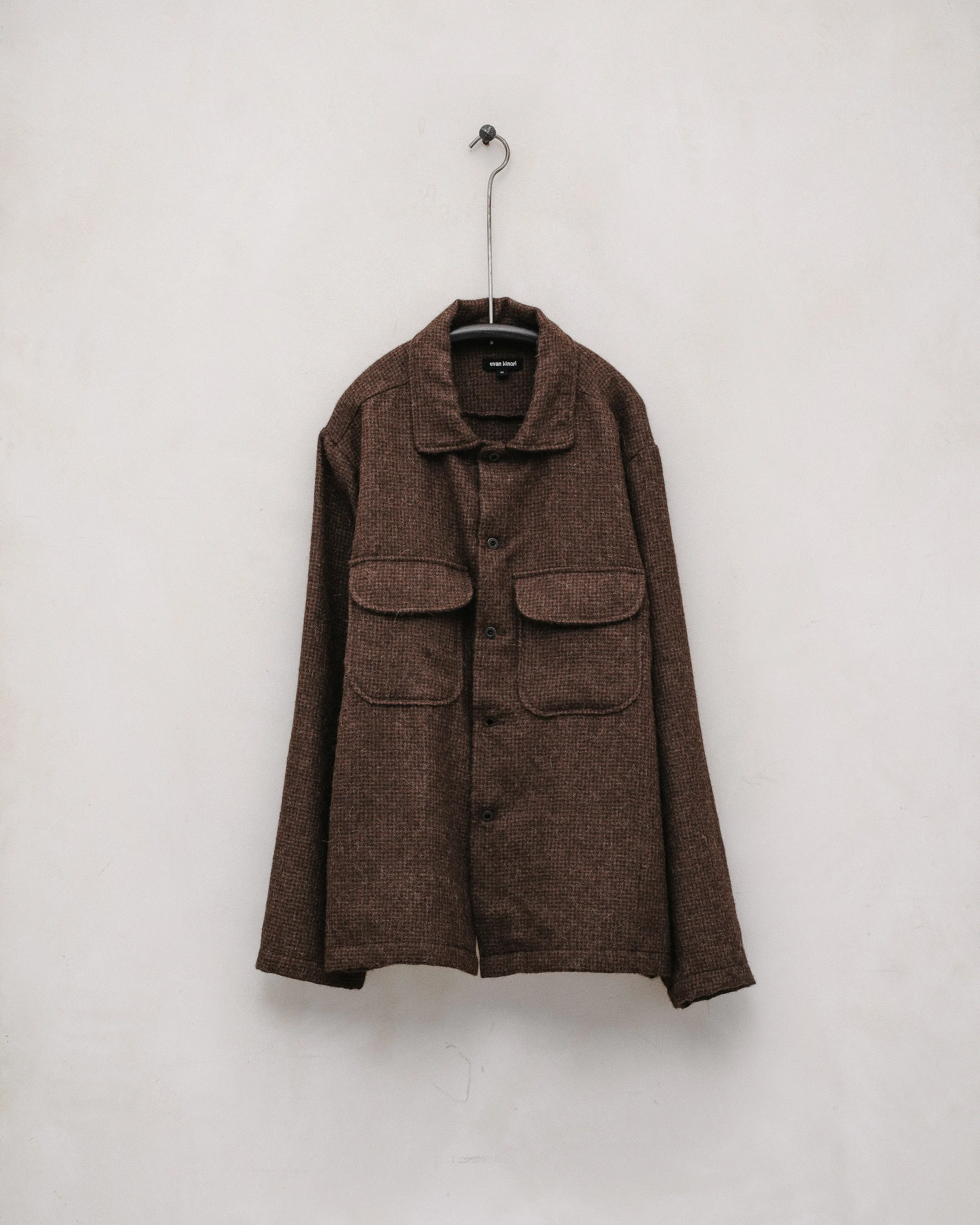 Field Shirt - Undyed Alpaca Houndstooth, Brown sold by Evan Kinori Mens