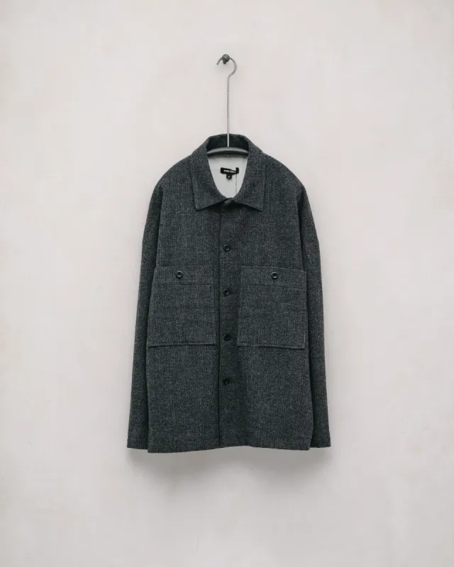 Field Shirt Two - Brushed Wool/Cotton Houndstooth, Grey/Black sold by Evan Kinori Mens