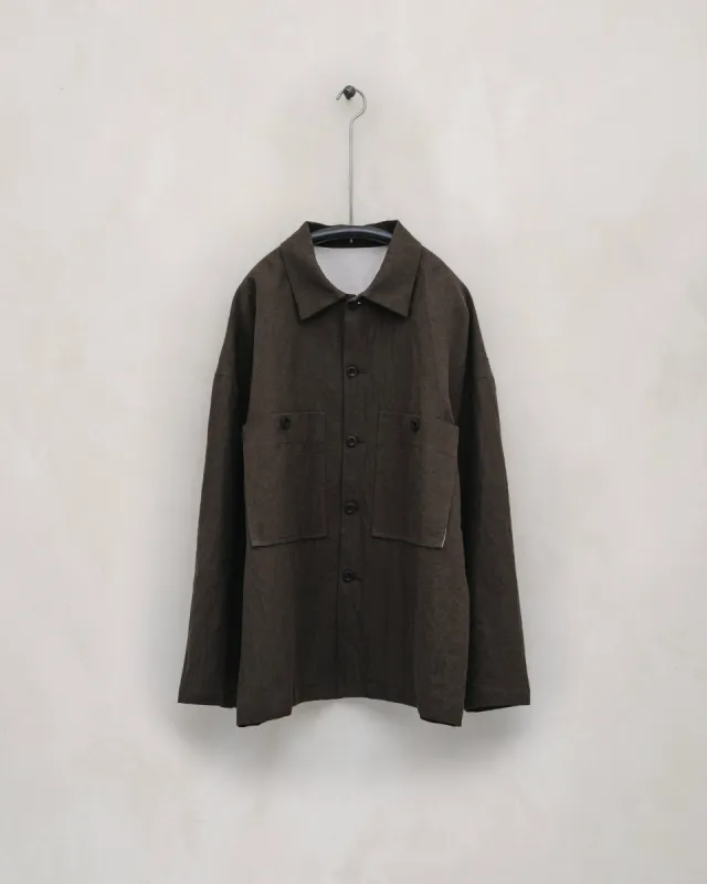 Field Shirt Two - Organic Cotton/Hemp Twill, Anthracite sold by Evan Kinori Mens