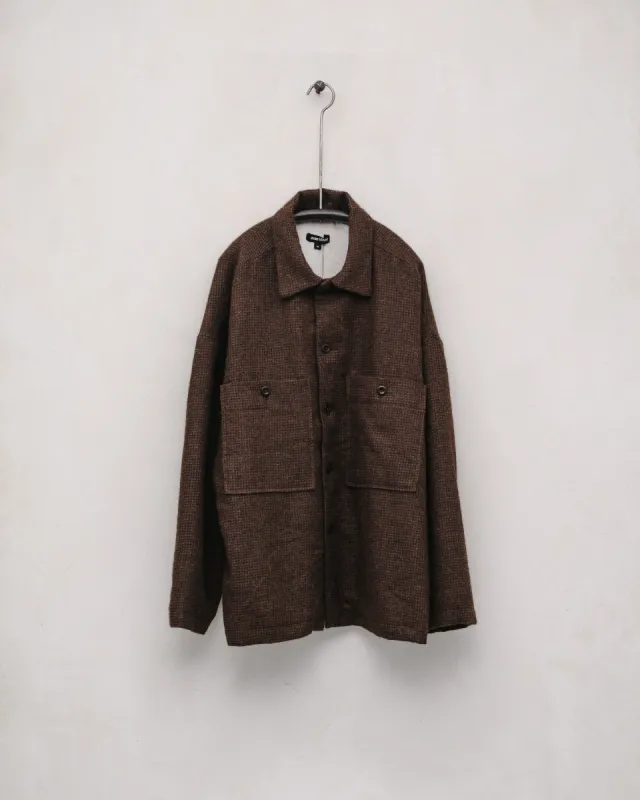Field Shirt Two - Undyed Alpaca Houndstooth, Brown sold by Evan Kinori Mens