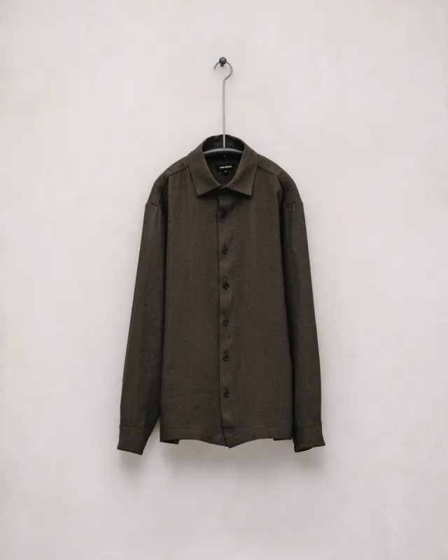 Flat Hem Shirt - Natural Dyed Wool/Washi, Persimmon/Iron sold by Evan Kinori Mens