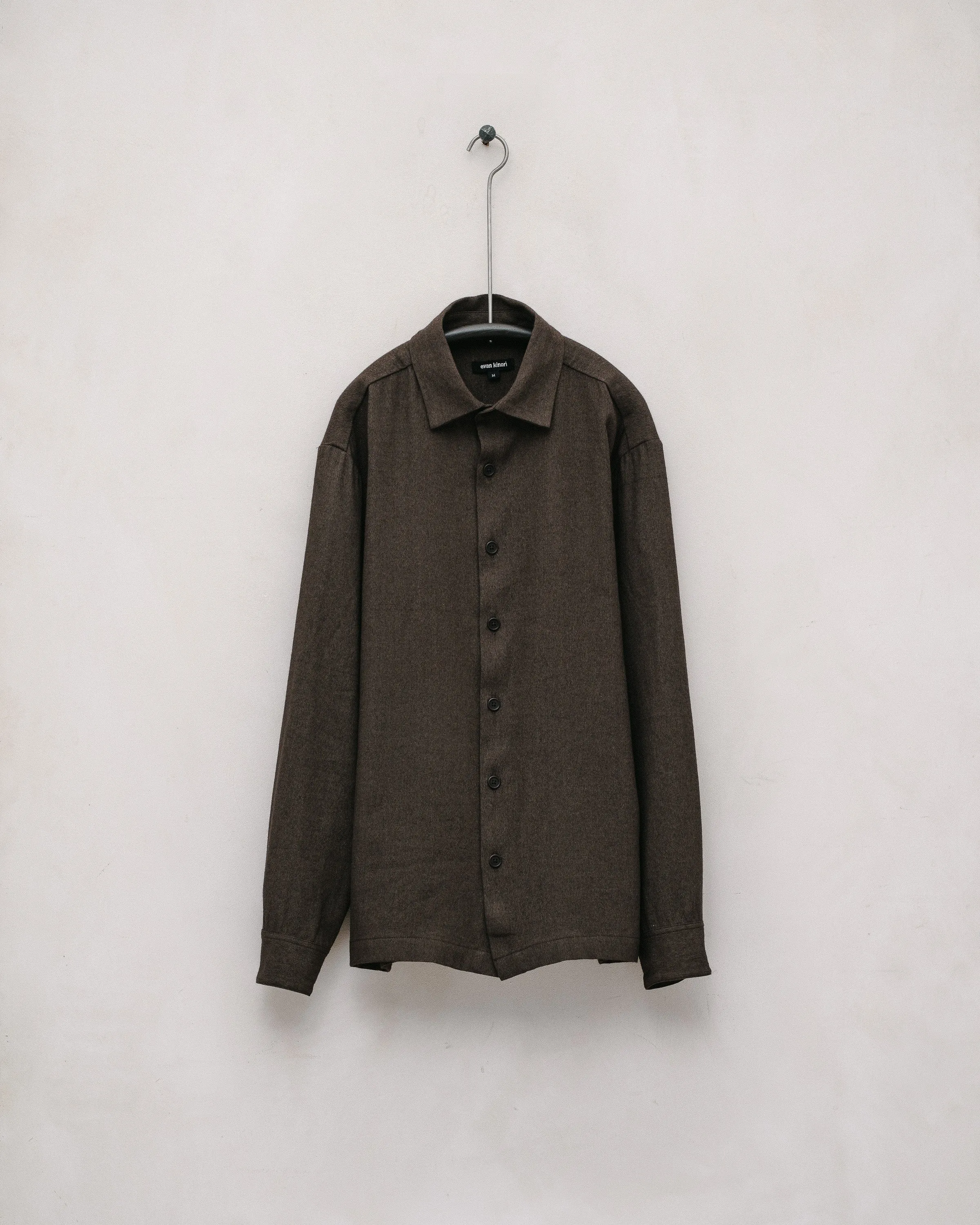 Flat Hem Shirt - Natural Dyed Wool/Washi, Persimmon/Iron sold by Evan Kinori Mens