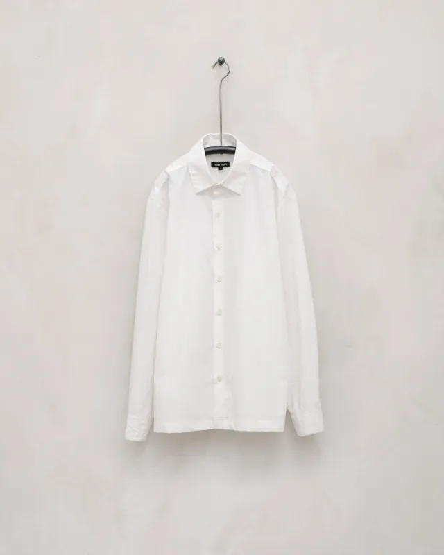 Flat Hem Shirt - Organic Cotton/Hemp Typewriter Cloth, White sold by Evan Kinori Mens