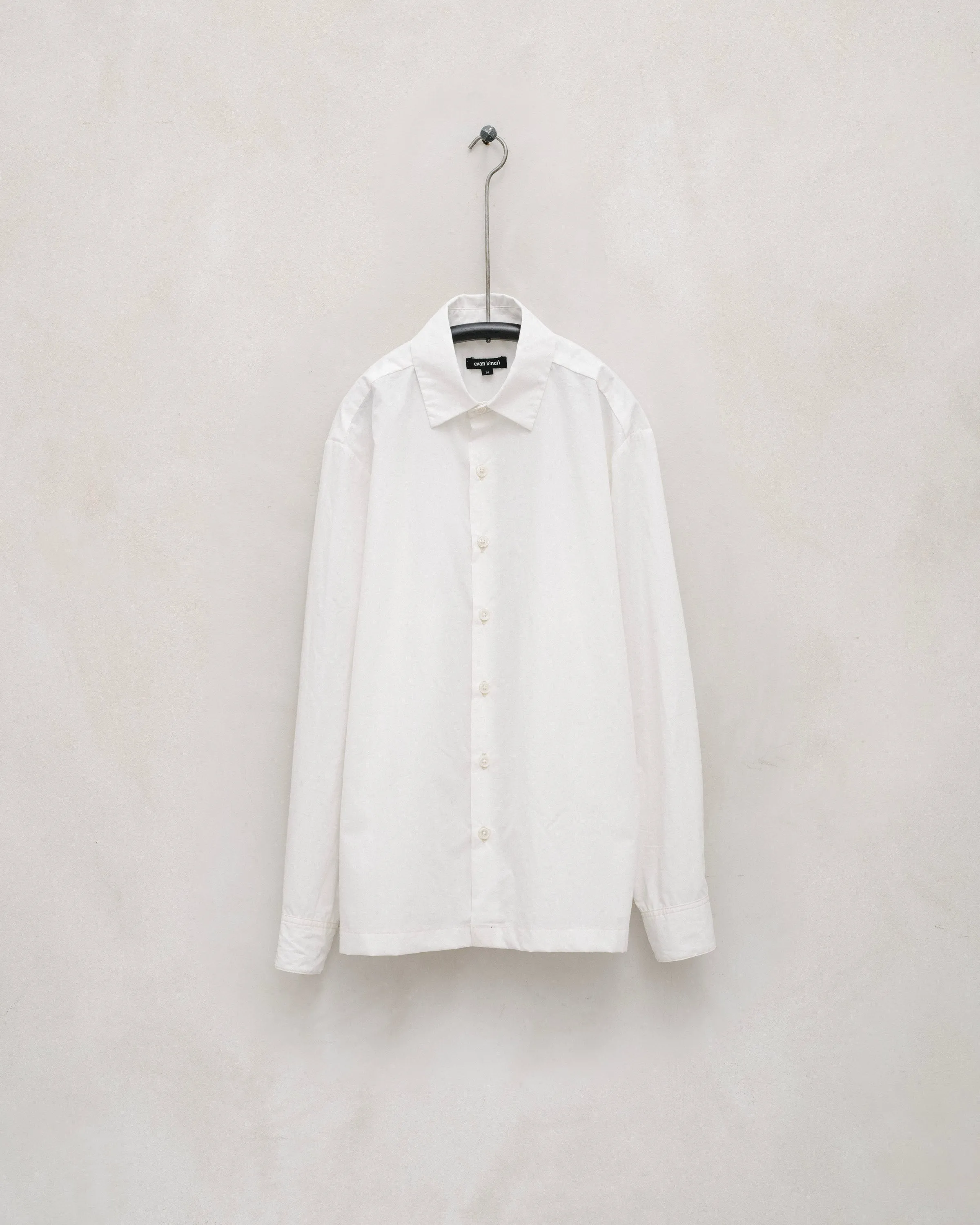 Flat Hem Shirt - Organic Cotton/Hemp Typewriter Cloth, White sold by Evan Kinori Mens