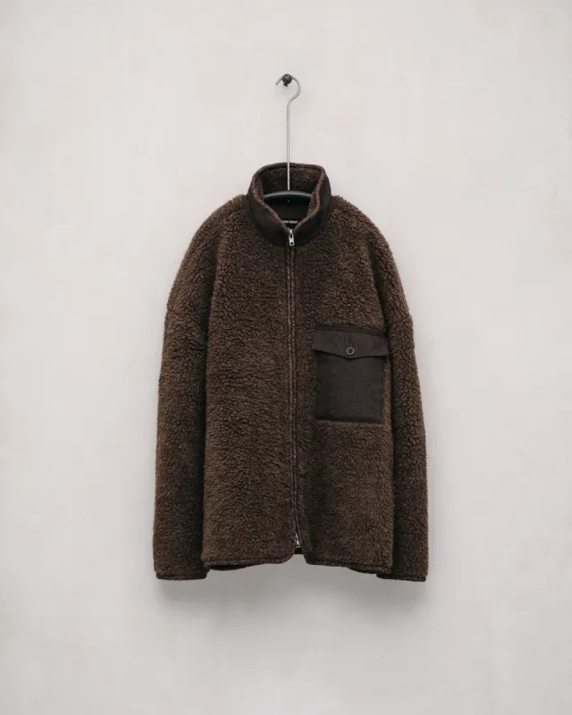 Fleece Jacket - Organic Undyed Wool Fleece, Brown sold by Evan Kinori Mens