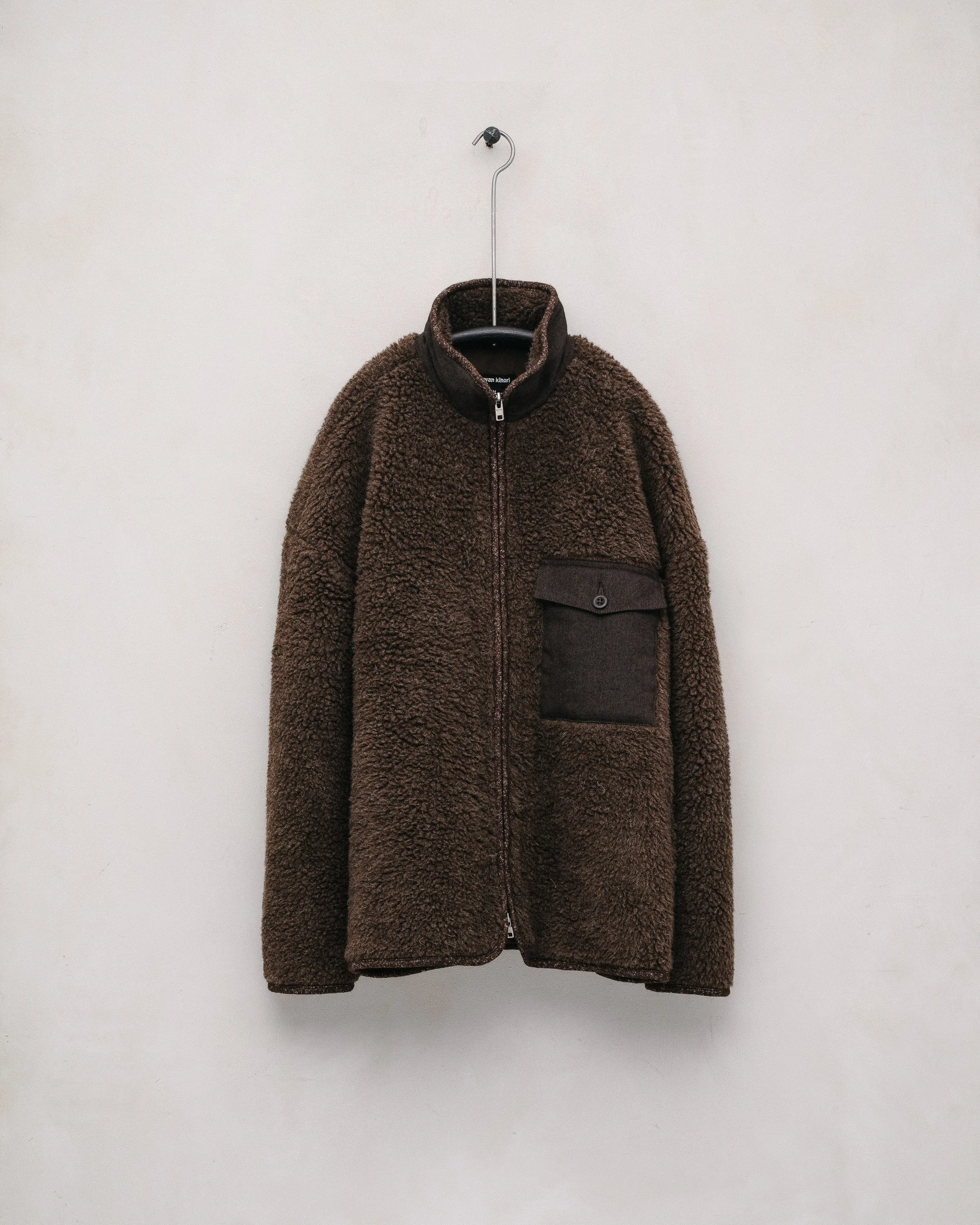 Fleece Jacket - Organic Undyed Wool Fleece, Brown sold by Evan Kinori Mens