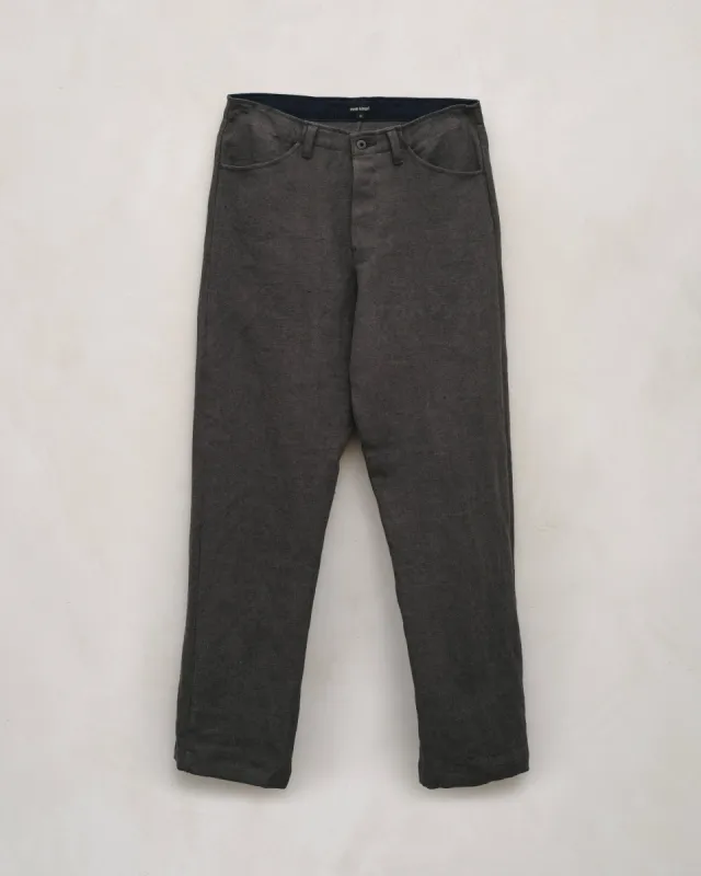 Four Pocket Pant - Butcher Linen, Anthracite sold by Evan Kinori Mens