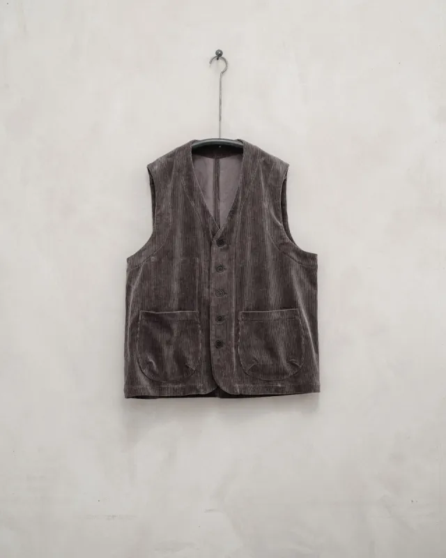 Patch Pocket Vest - Cotton Corduroy, Dark Taupe sold by Evan Kinori Mens