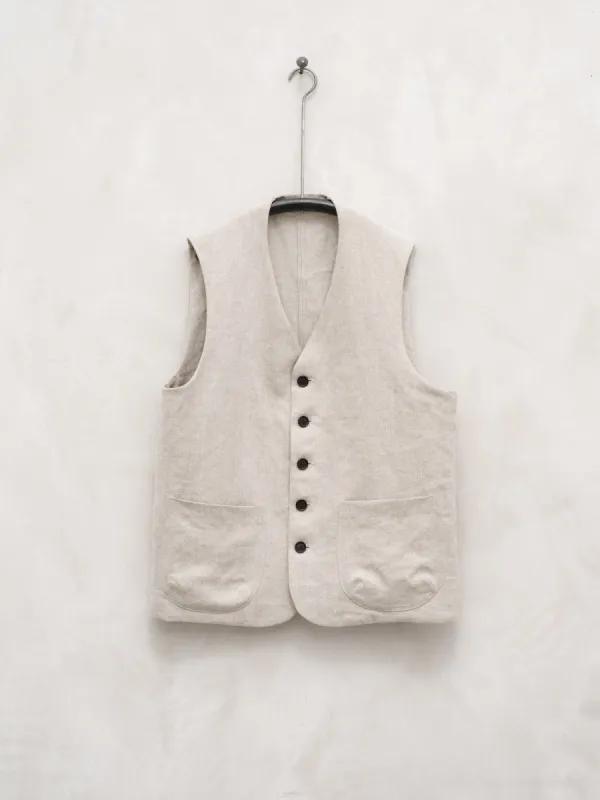 Patch Pocket Vest - Tumbled Hemp Canvas sold by Evan Kinori Mens