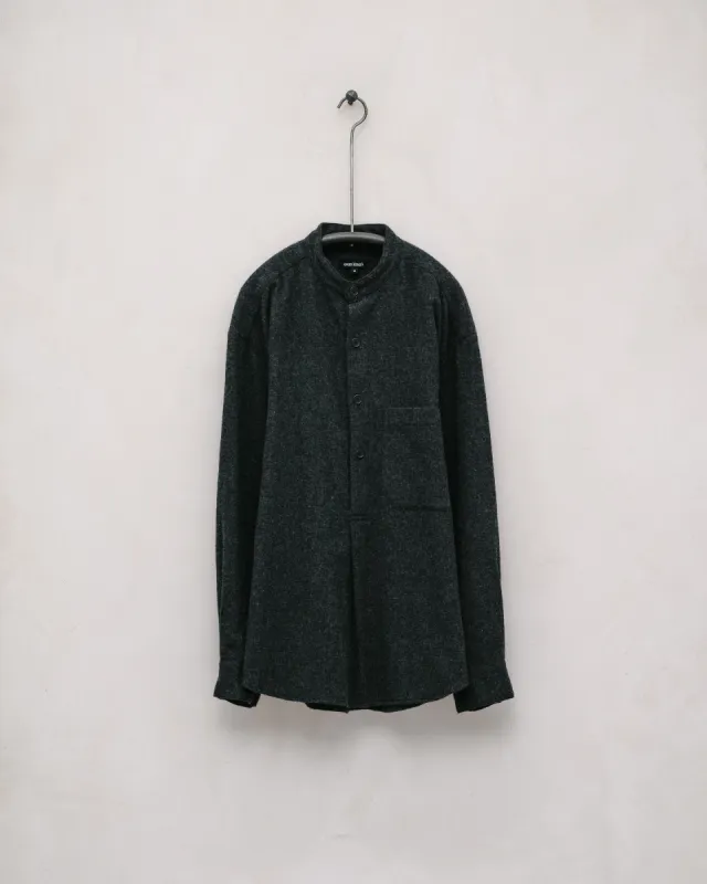 Popover Shirt - Brushed Cashmere/Wool, Charcoal sold by Evan Kinori Mens