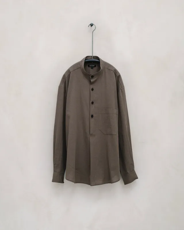 Popover Shirt - Organic Cotton Batiste, Dark Beige sold by Evan Kinori Mens