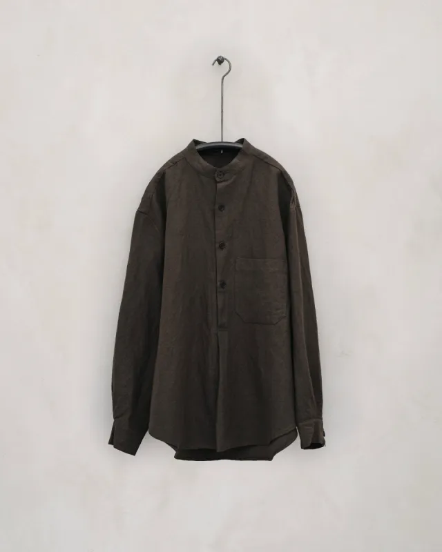 Popover Shirt - Organic Cotton/Hemp Twill, Anthracite sold by Evan Kinori Mens