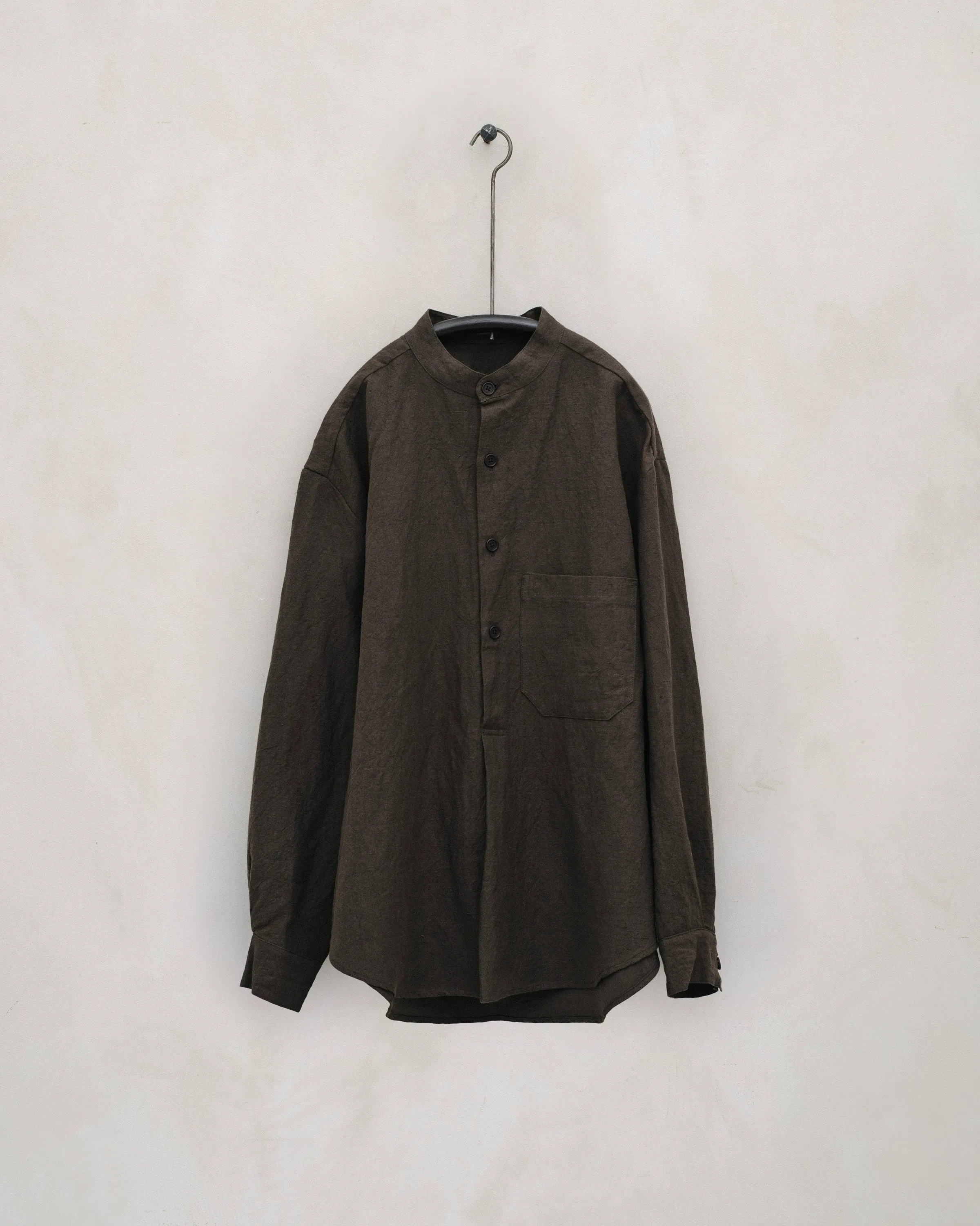 Popover Shirt - Organic Cotton/Hemp Twill, Anthracite sold by Evan Kinori Mens