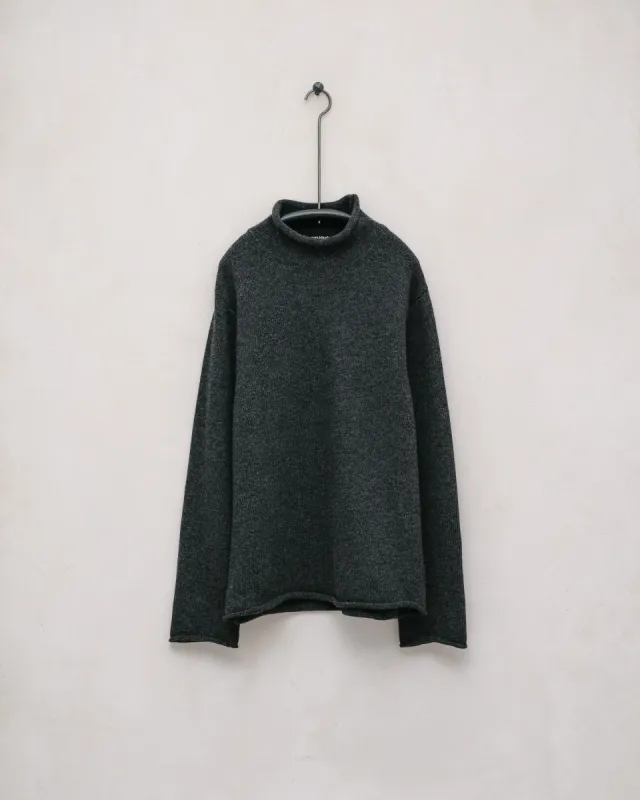 Rollneck Sweater - Cashmere/Lambswool, Charcoal sold by Evan Kinori Mens